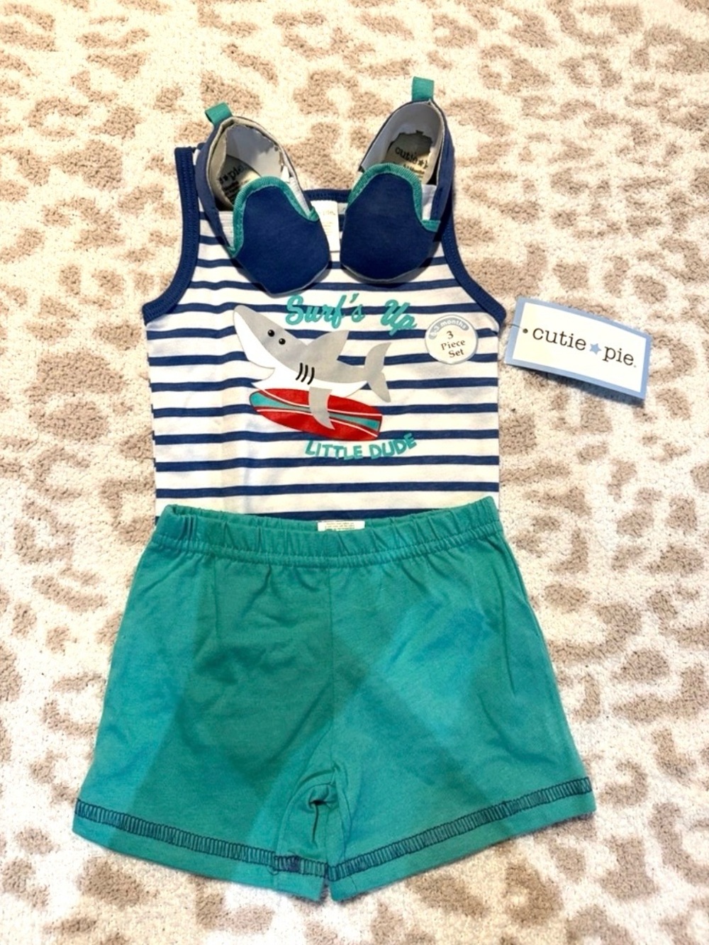Cutie Pie Surf's Up Little Dude Outfit with Shoes Size 0-3 months NWT